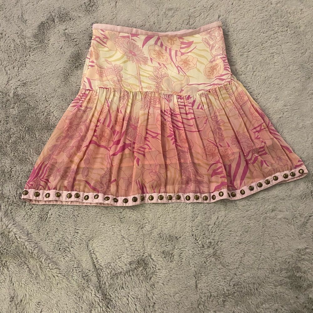 Armani Jeans 100% silk studded hem mini skirt, size 4